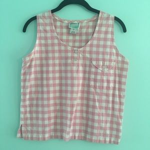 80s/90s pink gingham cotton summer blouse